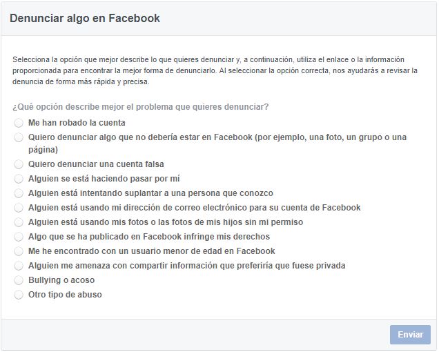 Formularios de Facebook combatir bullying