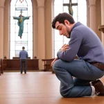 hombre pidiendo el milagro de ganarse la lotería