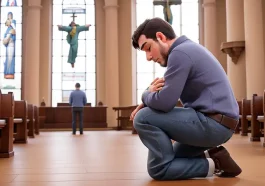 hombre pidiendo el milagro de ganarse la lotería