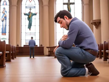 hombre pidiendo el milagro de ganarse la lotería