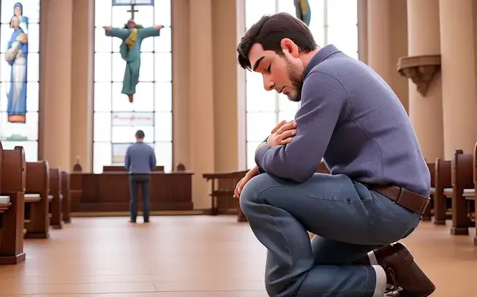 hombre pidiendo el milagro de ganarse la lotería